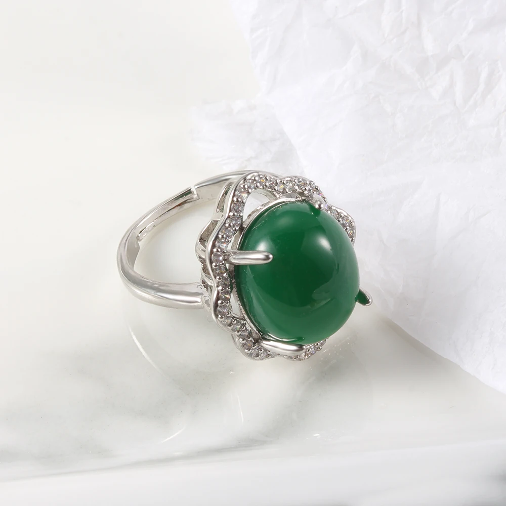 Женское кольцо с зеленым бриллиантом Jadeite винтажное ювелирное изделие из