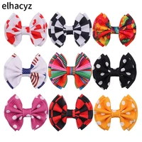 10pcslot new cute print 4 waffle fabric hair bow withwithout clip girls popular hairgrip head wear kids diy hair accessories