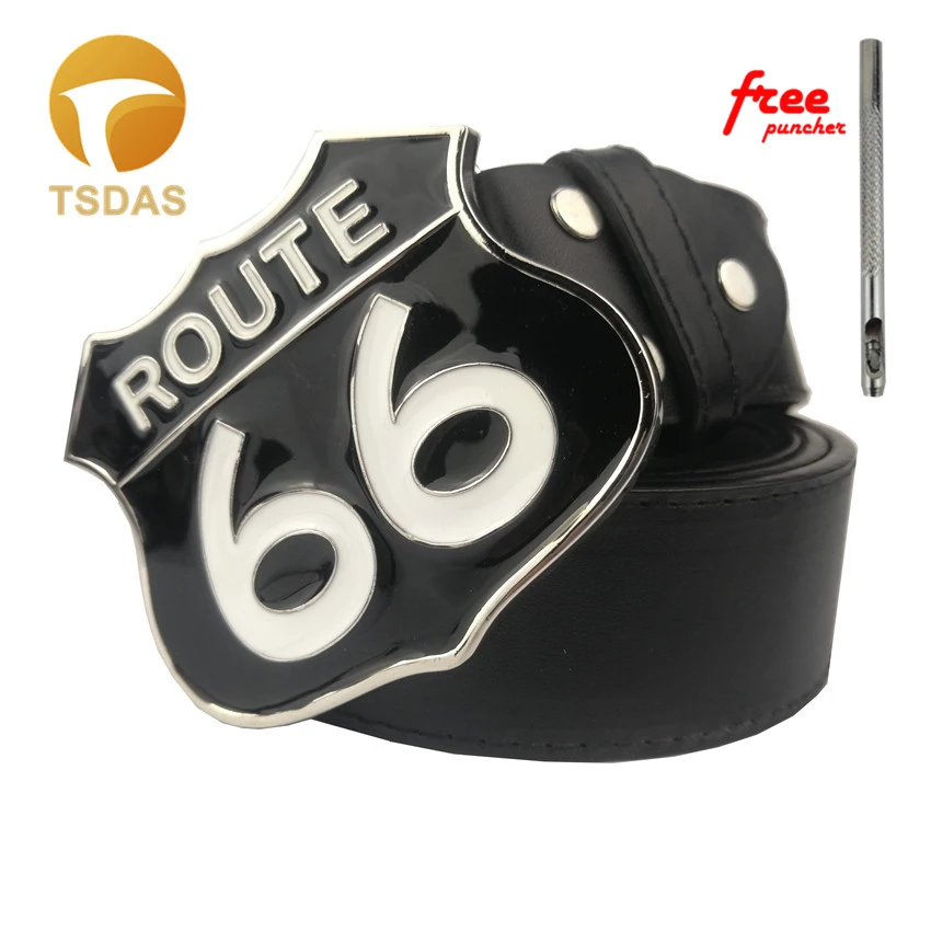 Ковбойская пряжка для ремня Route 66 черная белая овальная металлическая аксессуары