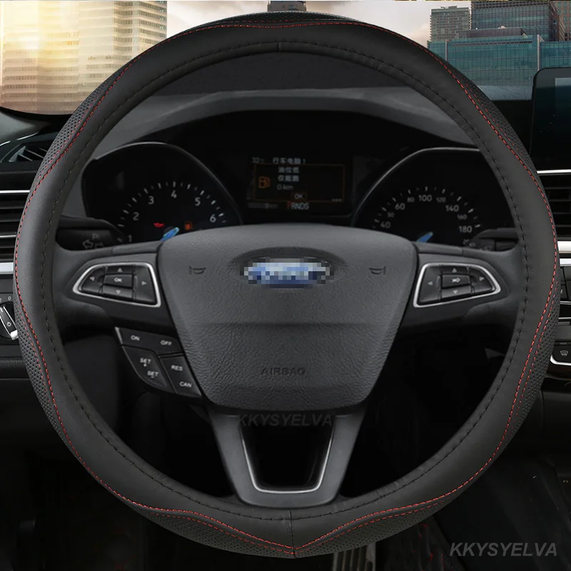 

Из искусственной кожи чехол рулевого колеса автомобиля противоскользящие аксессуары для автомобиля Ford Focus 2 3 MK1 MK2 MK3