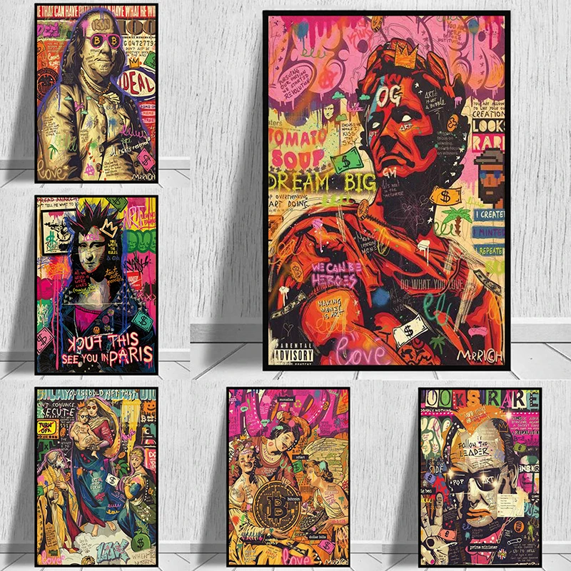 Абстрактная Картина на холсте граффити настенное искусство знаменитость
