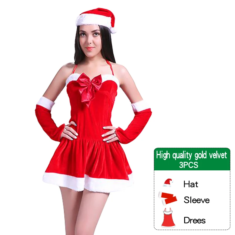 

Женское рождественское платье, красное бархатное боди для вечерние, костюм Санта-Клауса, пикантный костюм для косплея, Рождественский наря...