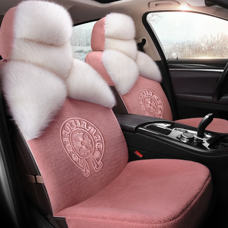 

Cute lamb velvet snow fox fur car universal cushion car interior accessories