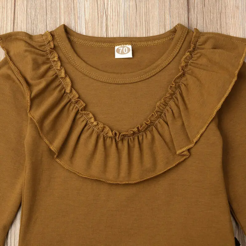 2 шт. однотонные топы с оборками и брюки для новорожденных девочек|Комплекты