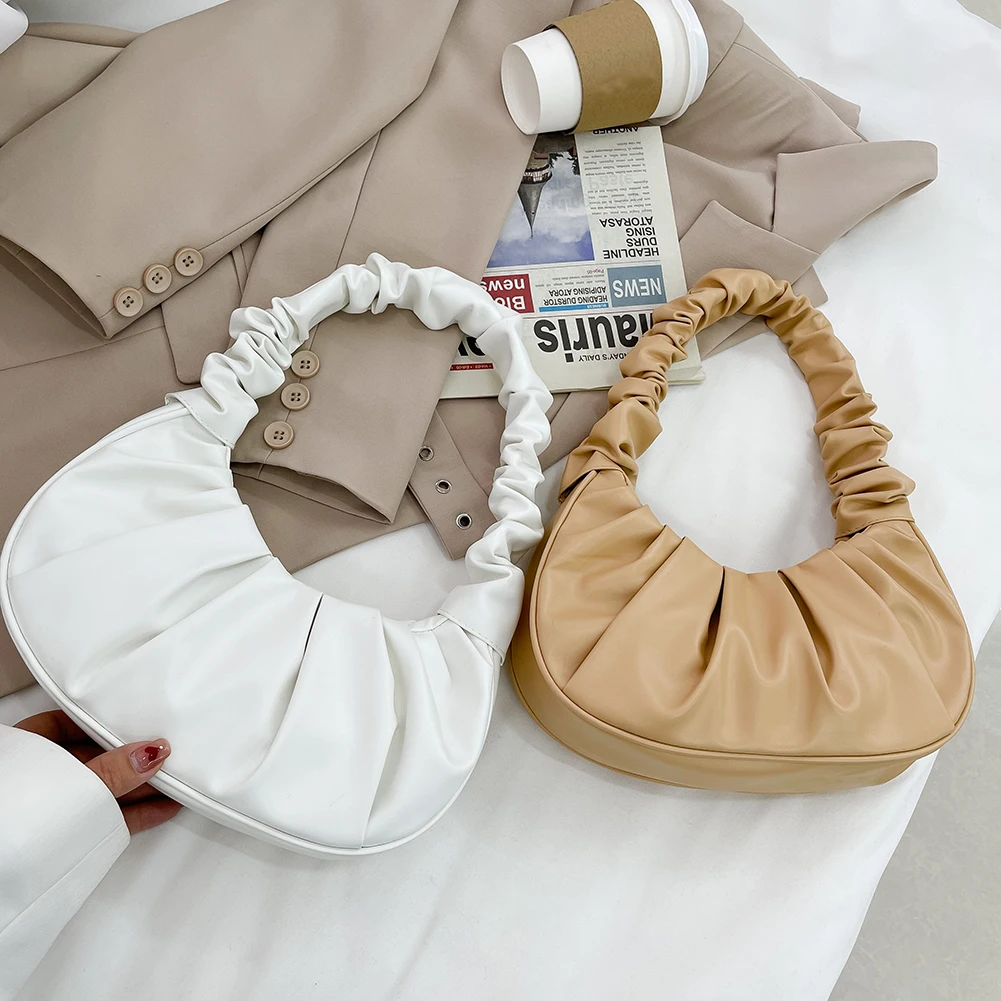 

Женская сумка через плечо, из искусственной кожи, однотонная, со складками