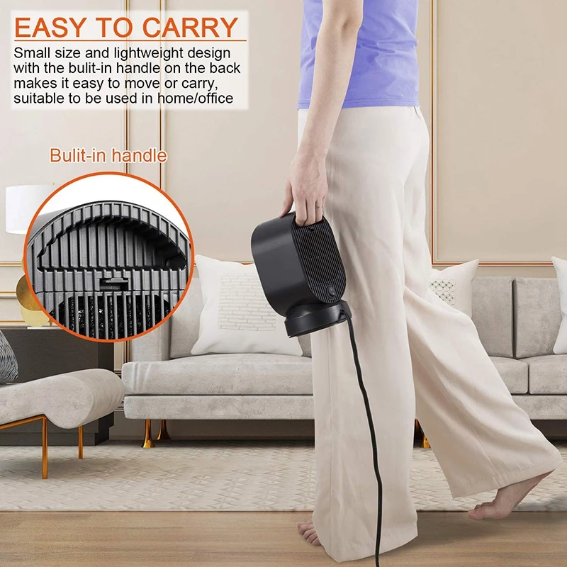 Ceramic Space Heater Small Electric PTC Portable Desk Fan Tip Over and Overheat Protection for Home Office 600W EU|Электрические