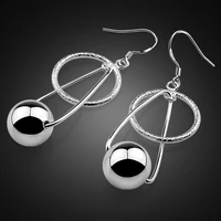 fashion long geometric 100%925 sterling silver earrings prevent allergies new drop earring for women gift party wedding jewelry