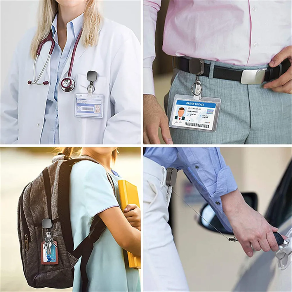 

1 Pcs Fashion Square Metal Retractable Nurse Badge Reel Clip Badge Holder Students Doctor Id Card Holder