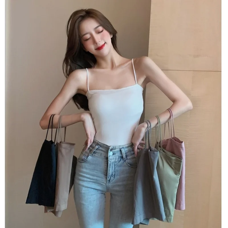 

2021autumn Winter Simplicity Style Chic off-Shoulder Sexy with Pad Inner Wear Outerwear Camisole Rac