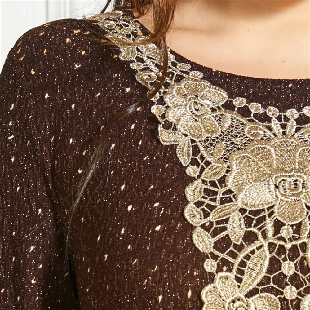 

Ethnic Muslim Women Long Dress Abaya Arab Maxi Robe Gown Middle East Embroidery Kaftan O-neck Turkish Vintage Ramadan Clothing