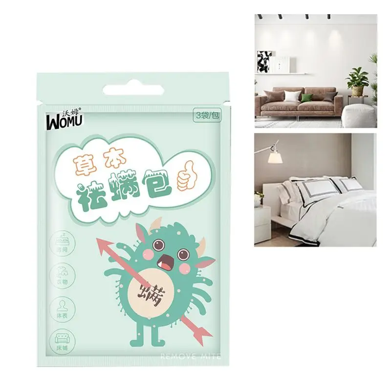 

3/6 Bags Natural Herbal Plant Mite Killer Powder Pack Non-Toxic Bugs Acarid Fleas Removal Drugs for Mattresses Pillows Baby C1FF