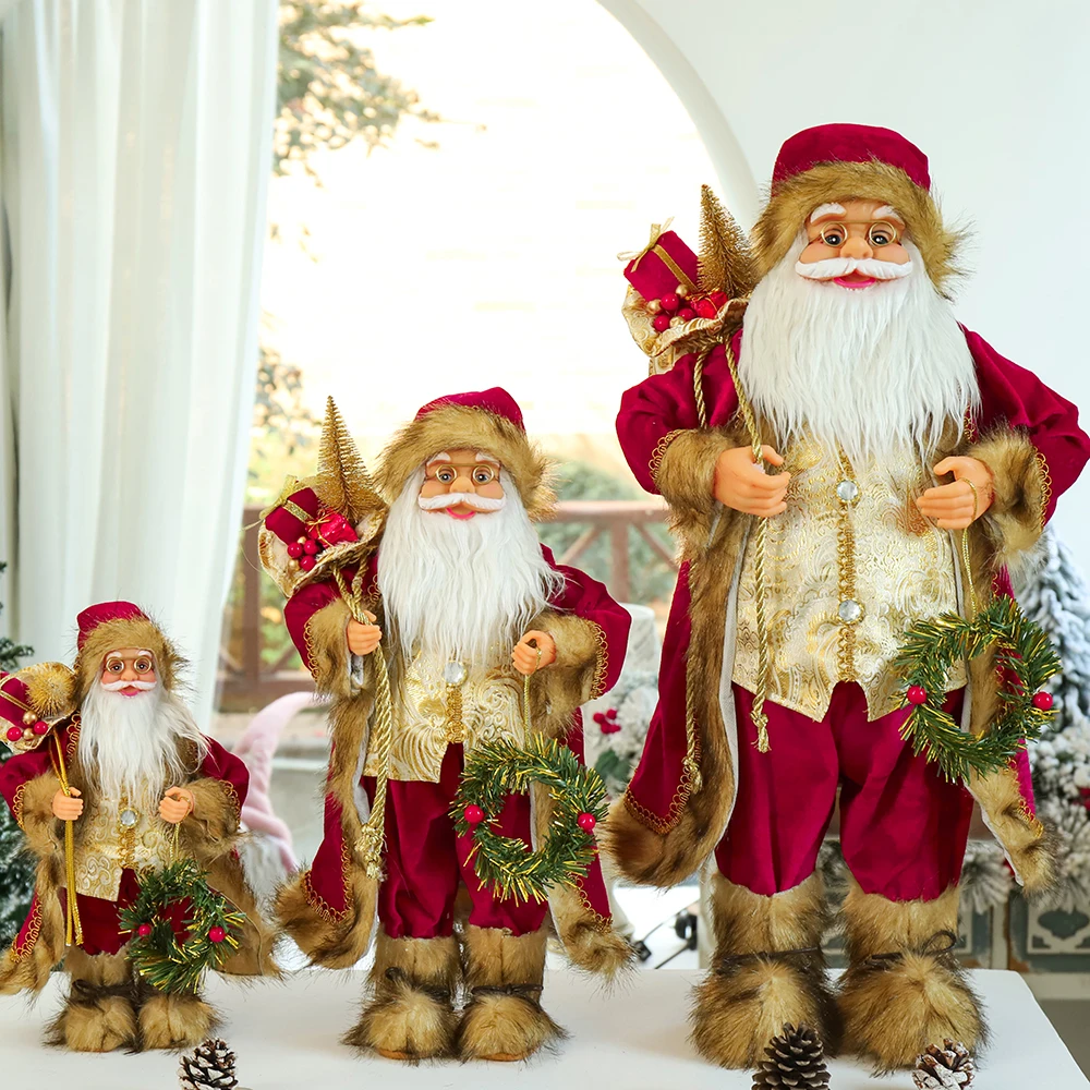 Santa Claus 60/45/30cm 2024 New Year Christmas Decorations Liquidations Red Robe Children's Gifts Shop Window Ornaments Navidad