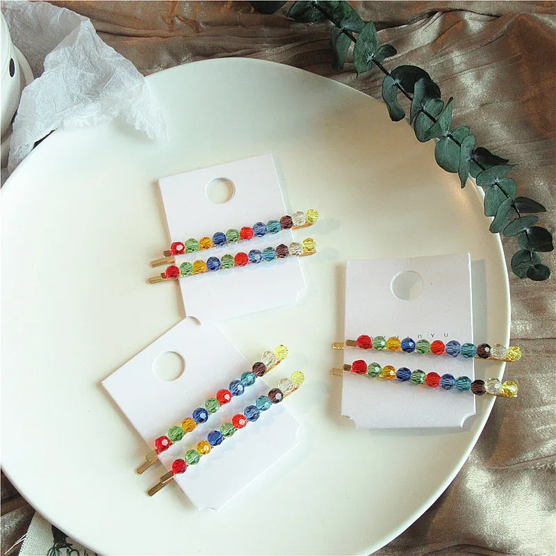 Заколка для волос девочек 2 шт./компл. в Корейском стиле с радужными хрустальными