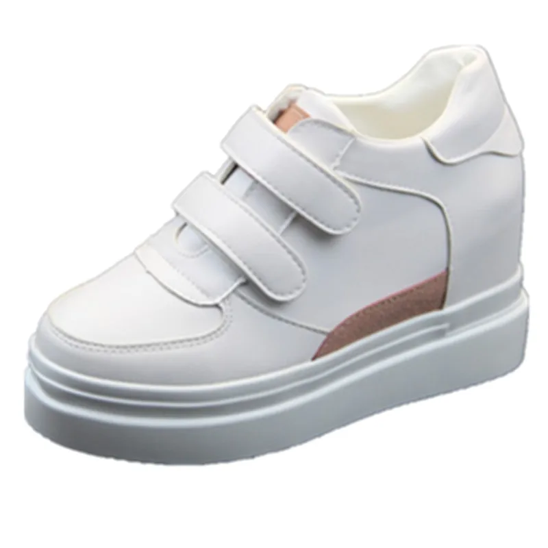 Женские туфли на толстой подошве белые танкетке 8 см в Корейском стиле