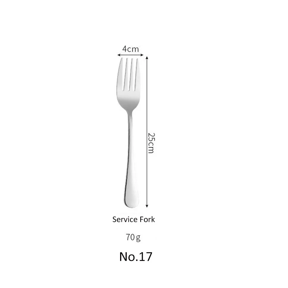 NO.17 Service Fork Столовые приборы набор столовых приборов класса люкс из нержавеющей стали столовая вилка и нож столовая ложка столовая посуда набор услуг западные столовые инструменты 1 шт - Цвет: NO.17 Service Fork