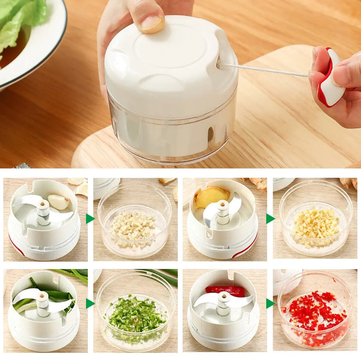 Миниатюрный измельчитель чеснока Ручной Кухонный комбайн вытяжная струна