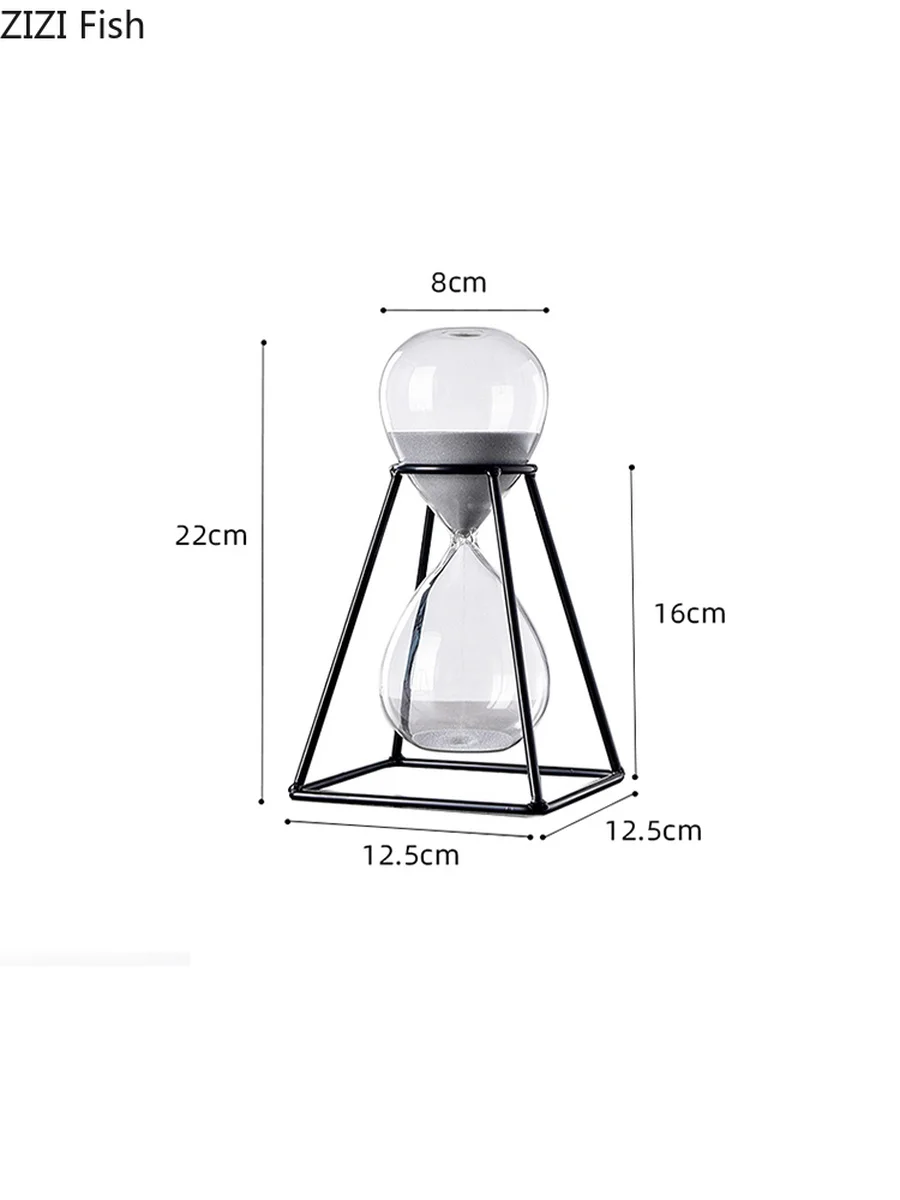 

Timer 30 Minutes Modern Art Ornament Glass Hourglass Creative Office Living Room Desktop Home Decoration Metal