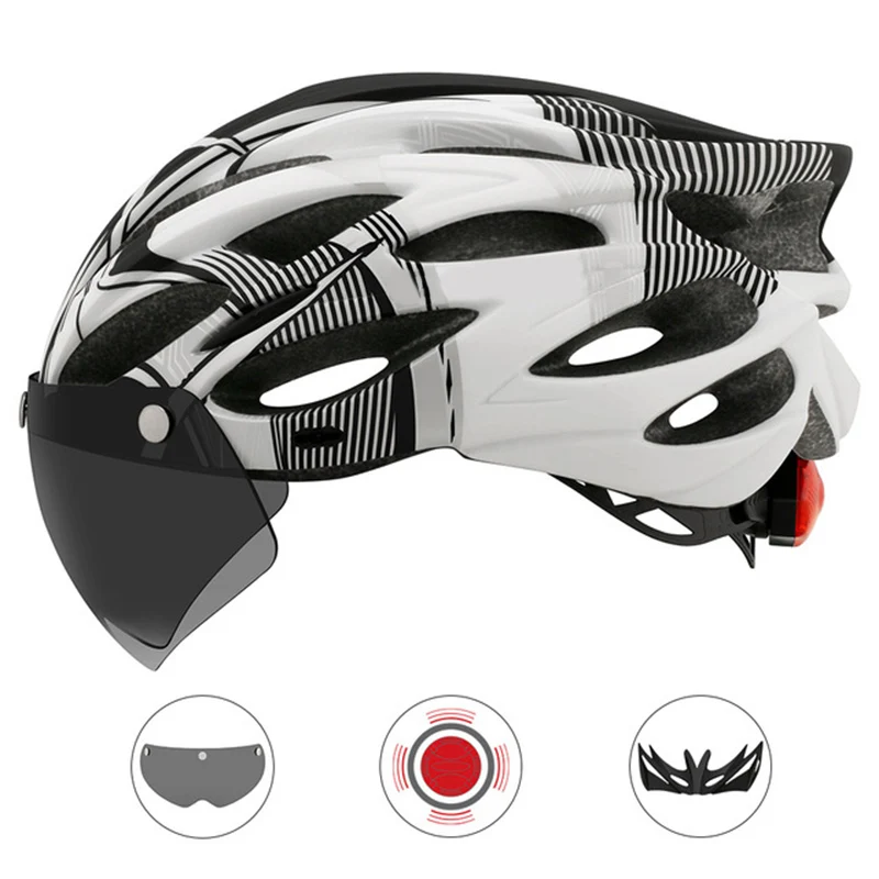 

Ultralight Outdoor MTB Road Bike Helmet with Back Light In-mold Riding Cycling Helmet with Removable Visor Casco Bicicleta