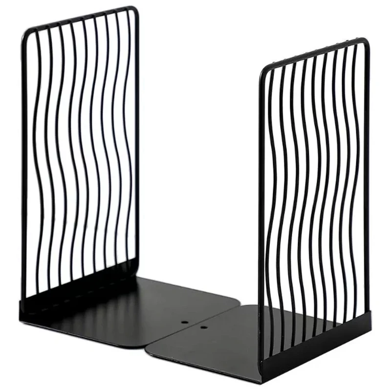 

1 Pair Bookends Book Stand Support Desktop Office Magazine Organizer Rack Shelf Holder