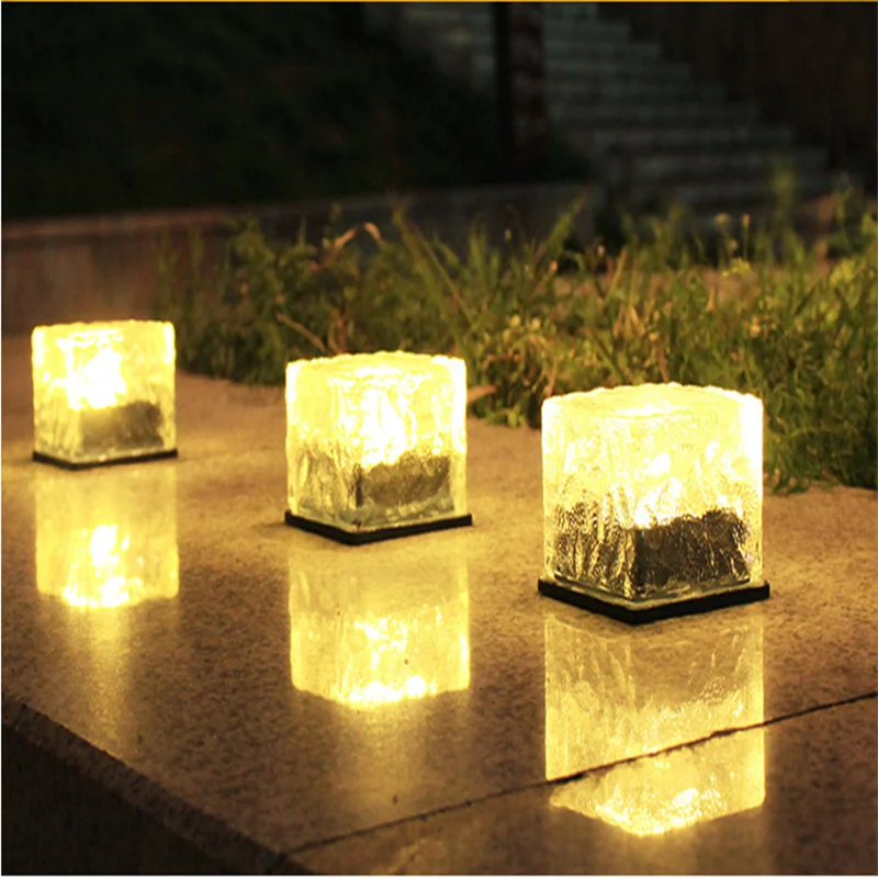 

LED Solar Garden Light Outdoor Solar Powered Brick Ice Cube Waterproof Landscape Lighting for Pathway Patio Yard Lawn Decoration