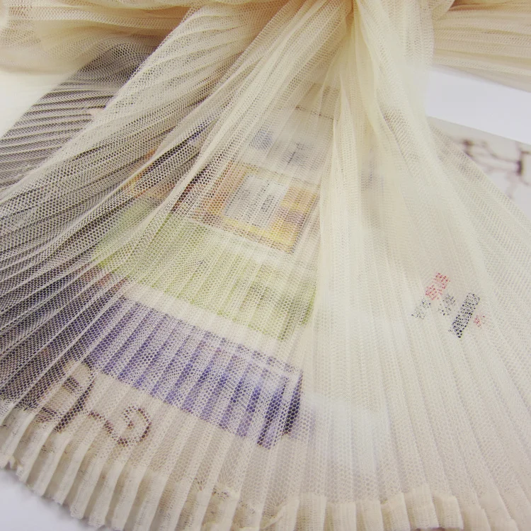 5 метров сделай сам абрикосовая плиссированная одежда кружевная ткань сетка с