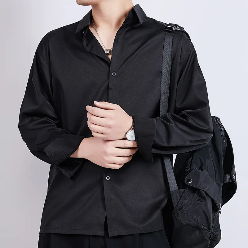 

Summer new men's long-sleeved shirt men trend handsome white shirt casual loose men's long-sleeved shirt