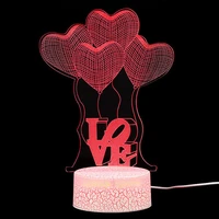 3d hologram love acrylic led night light heart shaped touch and remote control color bedside night lamp valentines day gifts