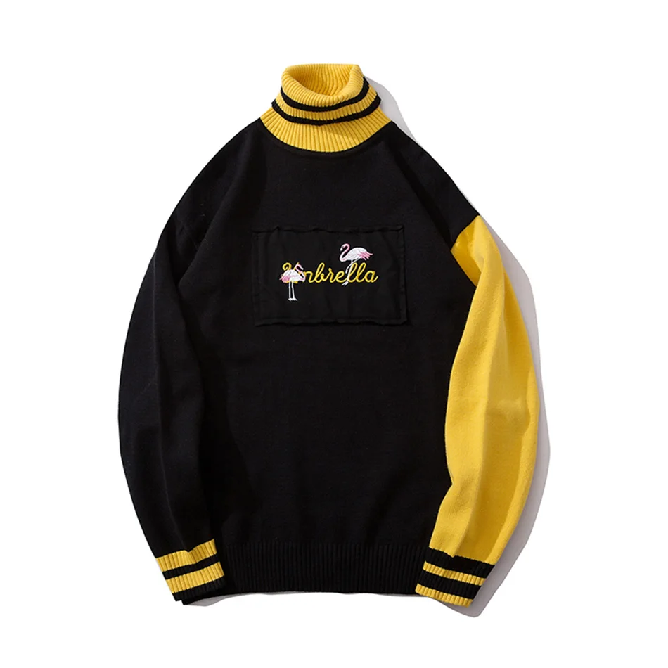 Мужская Водолазка с длинным рукавом и вышивкой в виде крана Свободный