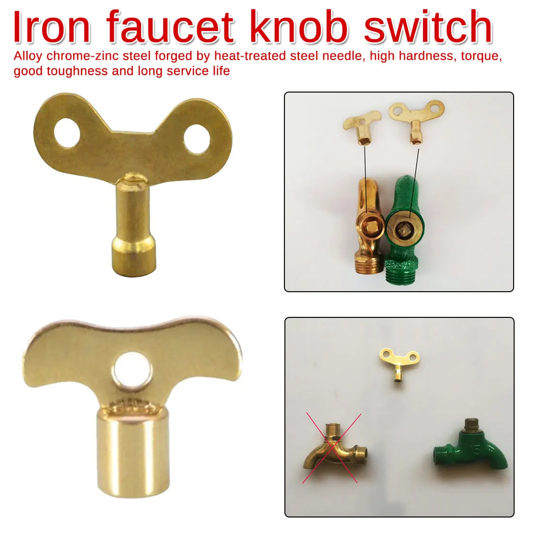 

Socket Wrench 2pcs Key Bleed Hole Plumbing Faucet Special Lock Square Socket Brass Radiator