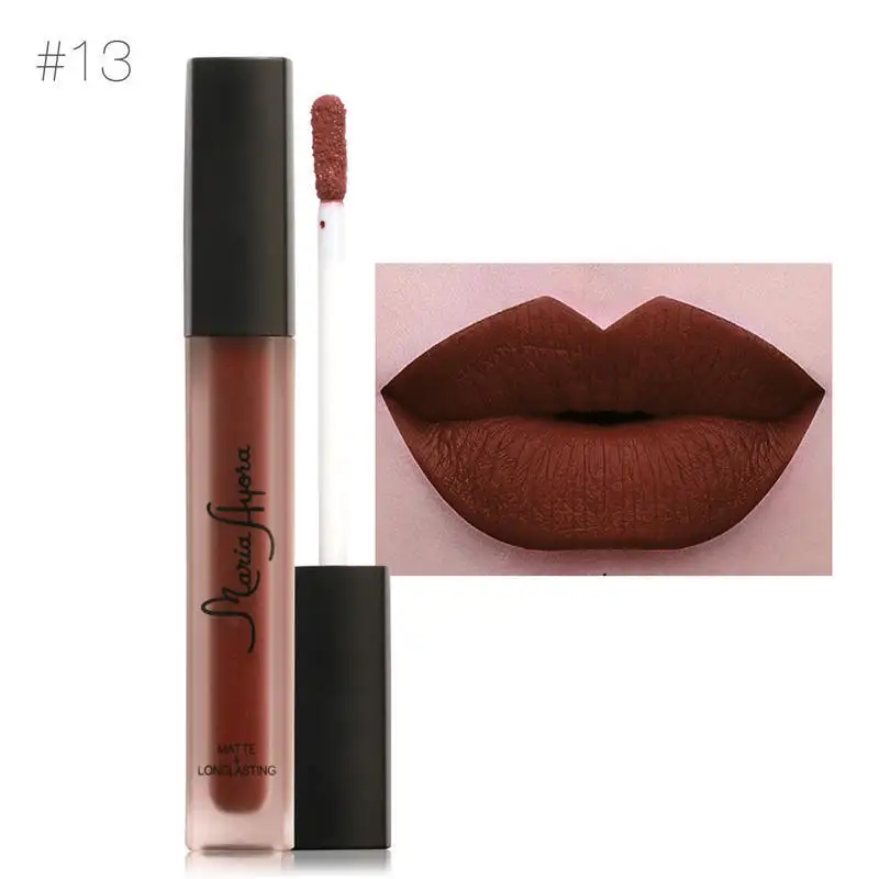 13 Maria ayora губ Цвет Make Up Водонепроницаемый блеск для губ, Длительное Действие, пигмент, красный телесная, бархатная, матовая губная помада, жидкое косметическое средство 12 Цветов - Цвет: 13