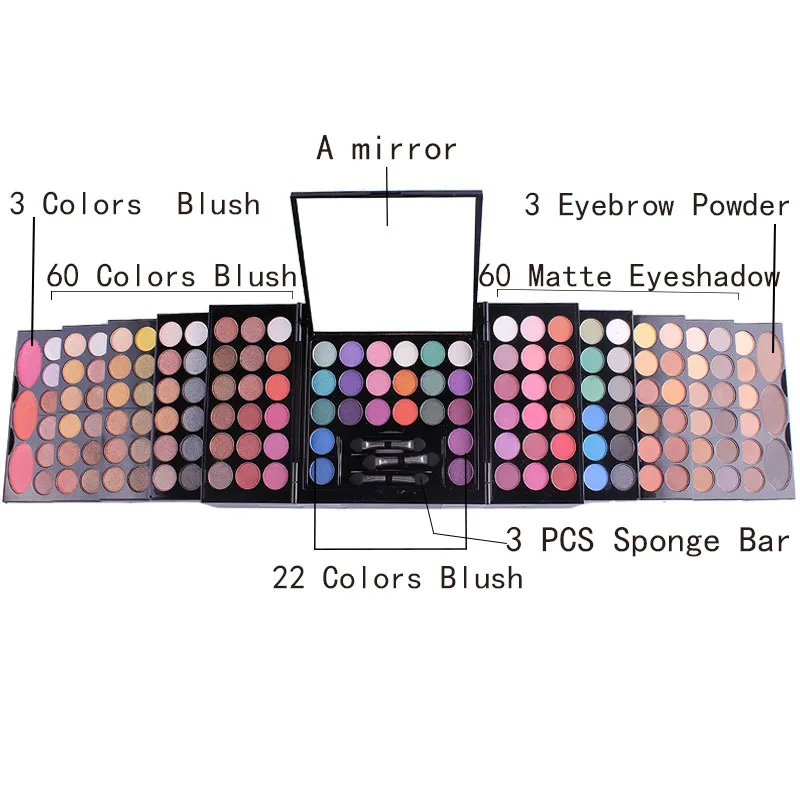 

New 148 Color Makeups Palette Kit 142 Colors Eyeshadow Pallete Blush Eyebrow Powder Set SCI88