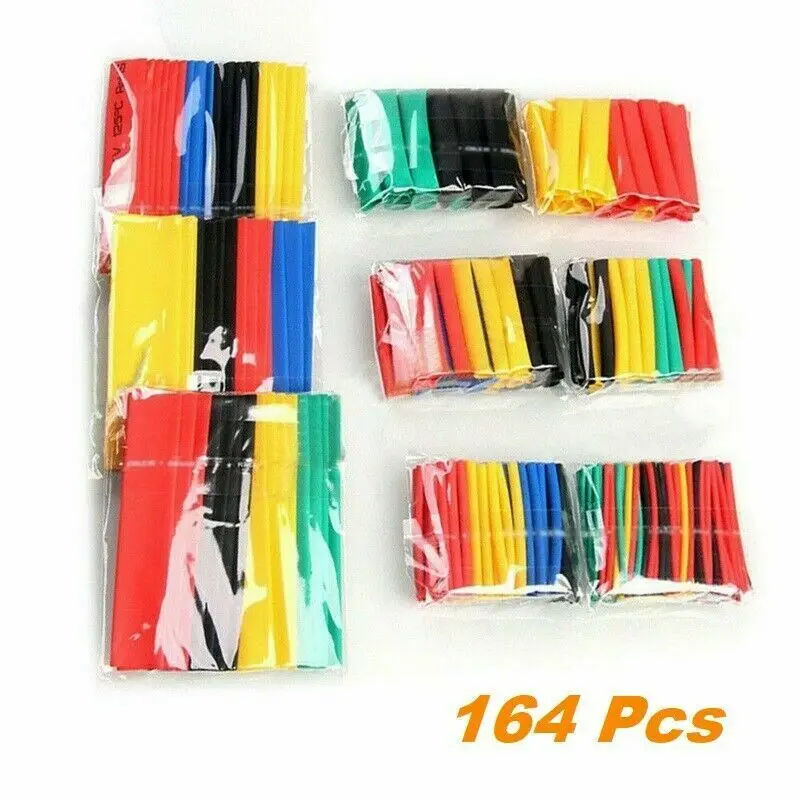 Термоусадочные трубки 164 шт./компл. термоусадочные полиолефиновые в ассортименте