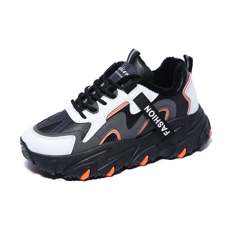 

Retro Old Shoes Women Running Sneakers Fashion Leather Stitching Platform Shoes Girl Casual Sports Shoe Height Increase Big Size