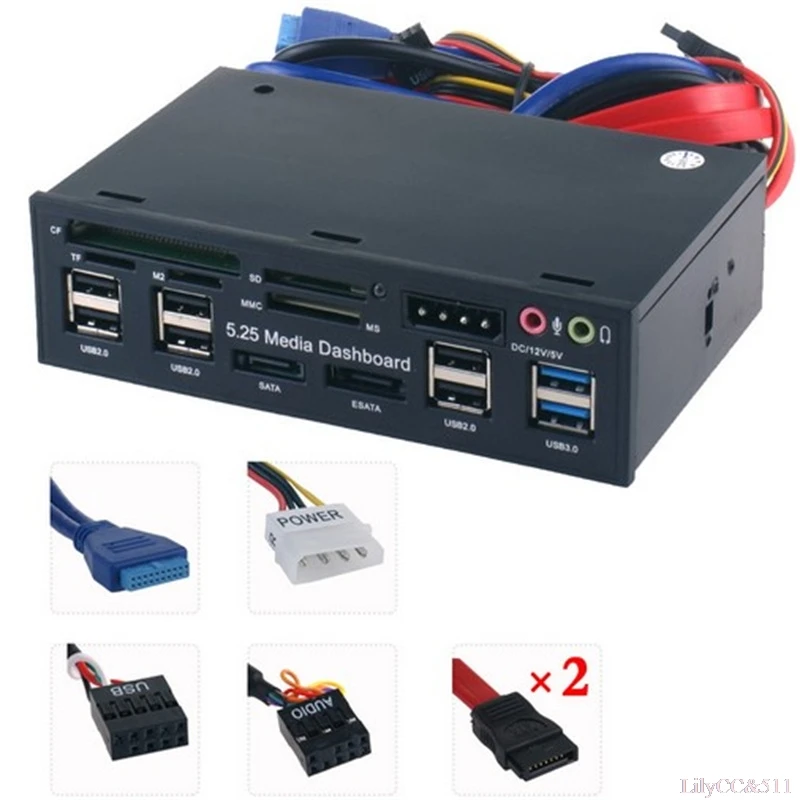 

Multi function Front Panel Media Dashboard USB 3.0 Hub Card Reader