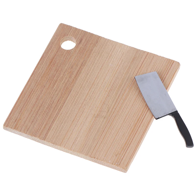 2 шт. кукольный домик Миниатюрный кухонный нож для еды разделочный блок резки