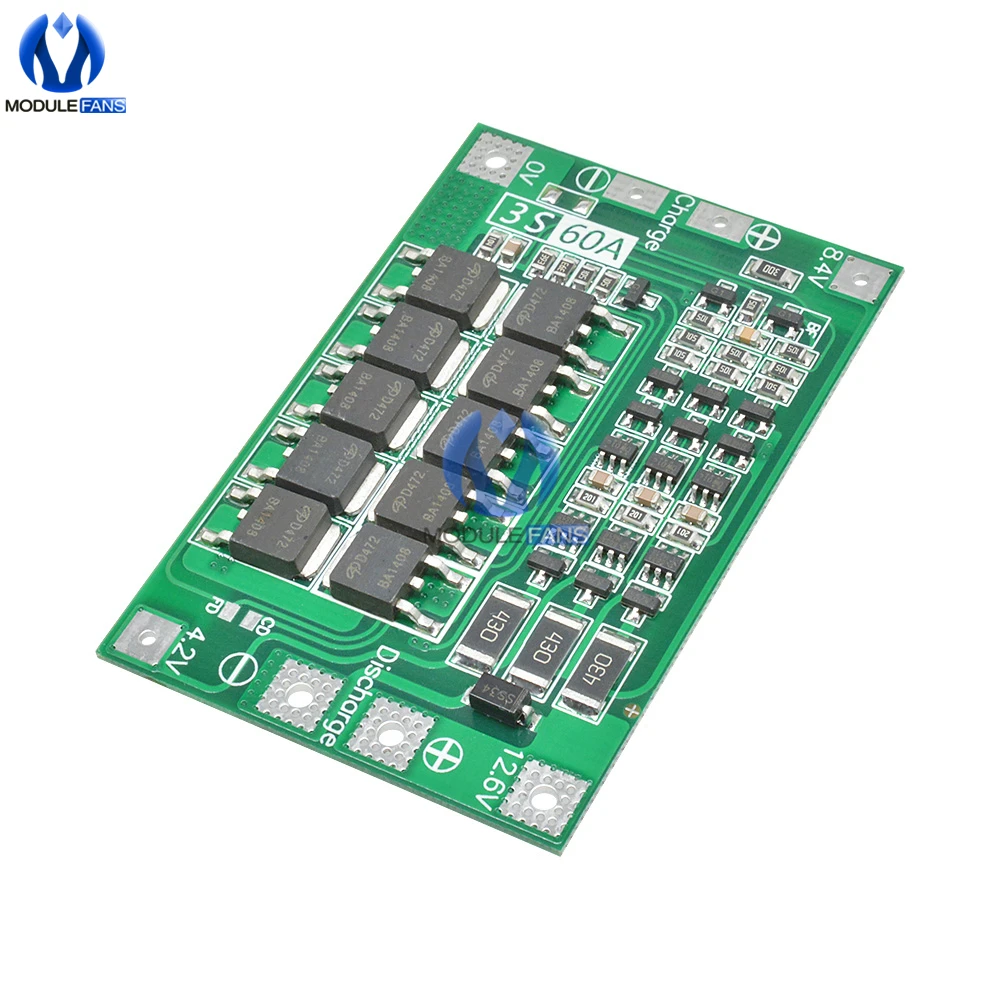 Защитная плата 18650 Bms для зарядного устройства литий-ионных батарей 10/15/20/25/30/40/60/100A