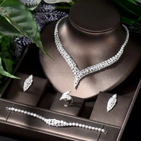 hibride big statement jewelry set for women wedding cubic zircon necklace earring african dubai bridal jewelry accessories n1168