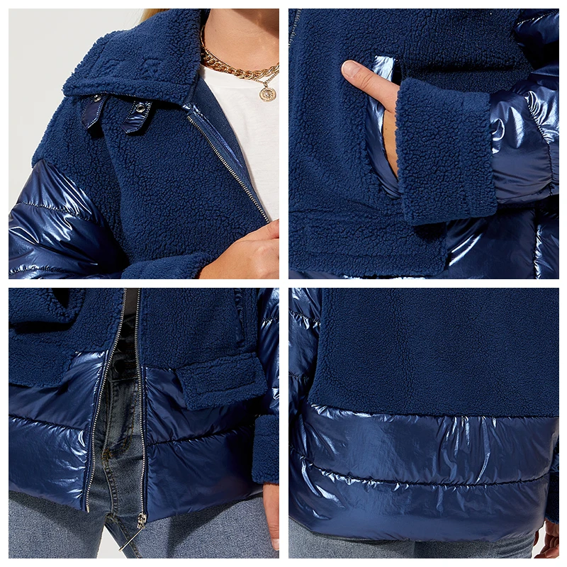 Astrid 2022 зимние женские парки оверсайз толстые хлопковые синие теплые короткие