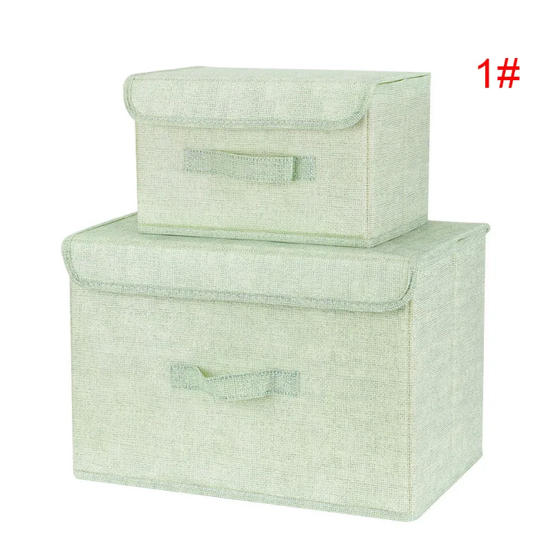 

2pcs/set Cotton And Linen Storage Box Foldable Large Waterproof Laundry Bucket Home Bathroom ANDF889