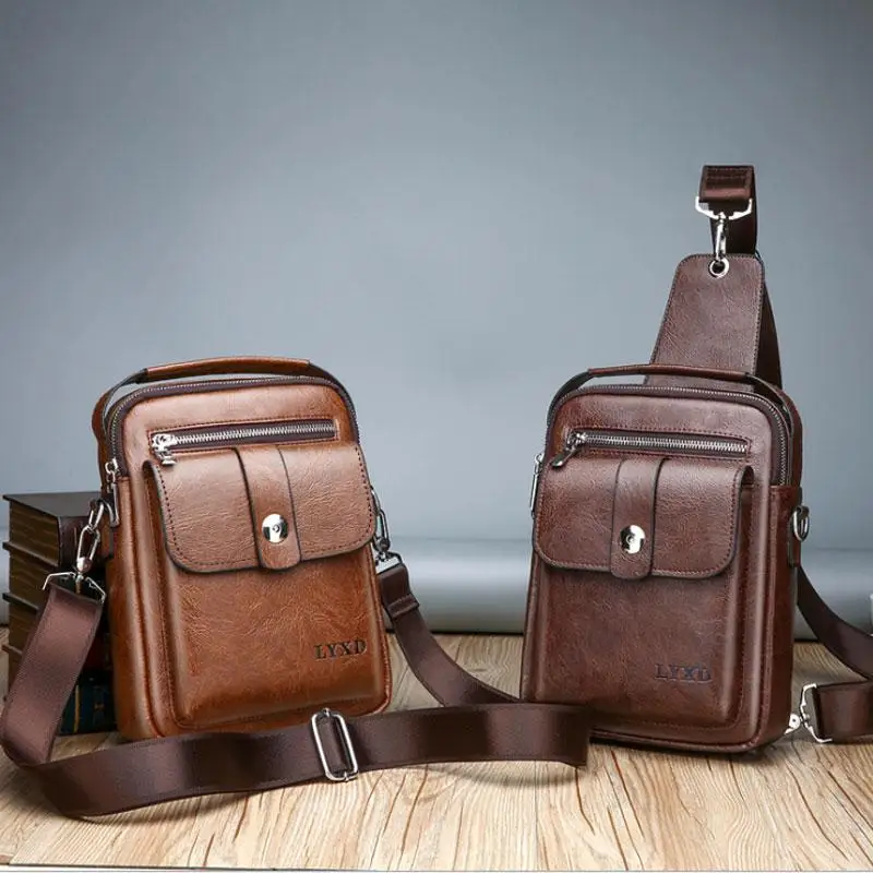 

Men's New Tote Bag Quality PU Shoulder Bags Men Messenger Bag Mini Crossbody Shoulder Bag Casual Chest Bags For Male