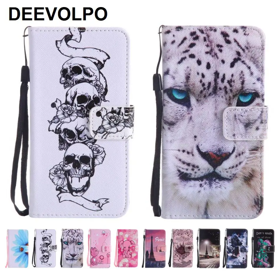 

DEEVOLPO Leather Phone Bags For Samsung S8 J120 J330 J530 J730 J3 2016 J5 2017 J7 Prime A310 A320 A510 A520 Leopard Skull D06F