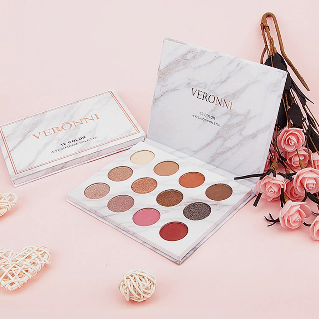 2019 VERONNI модные 12 цветов роскошный золотисто-матовый Обнаженная палитра теней для