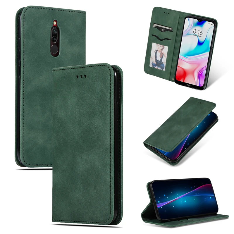 Чехол для телефона Xiaomi Redmi 8A чехол книжка с бумажником ретро кожаный в деловом