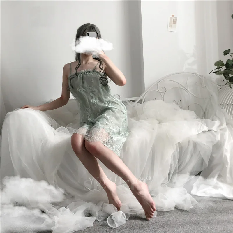 

Sexy Lingerie Sexy Nightgown Sleep Condole Belt Skirt Outfit Sexy Lace Perspective Temptation