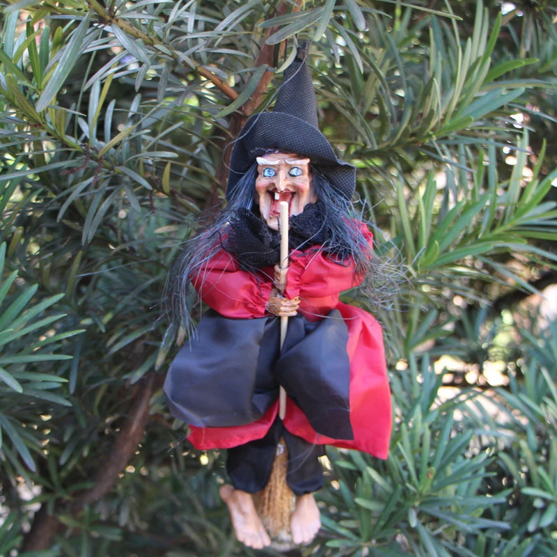 

Halloween Hanging Witch Sound Control Glowing Eyes and Spooky Sounds Halloween Decorations Haunted House Hanging Prop OC
