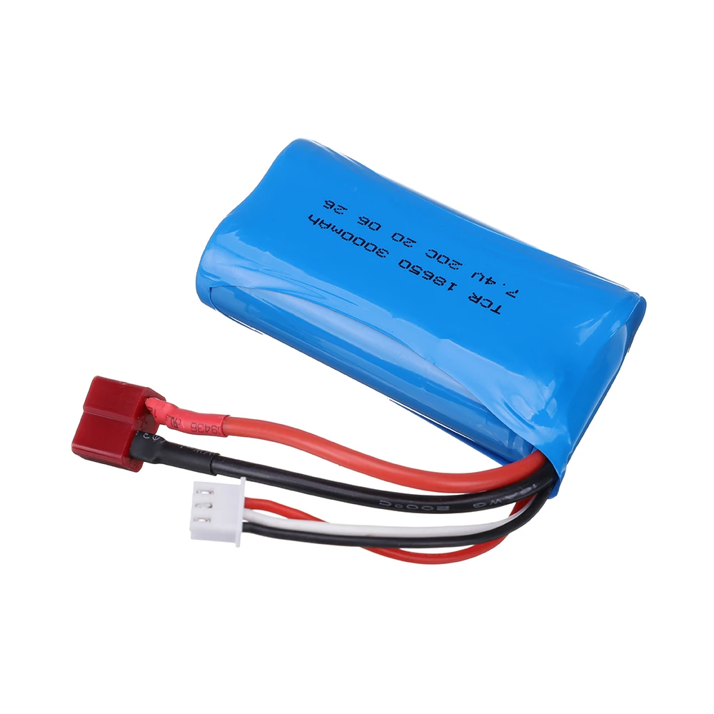 

7.4V 3000mAh lipo Battery 18650 for Q46 Wltoys 10428 /12428/12423 144001 A959-B A969-B RC Car Parts 2s 7.4v Battery Charger Set