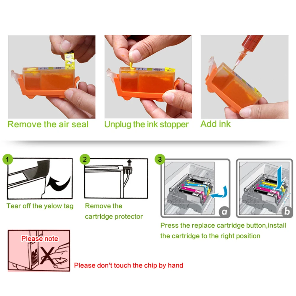 

564 Refillable Ink Cartridge Replacement for HP Photosmart 5510 5511-B111j 5514-B111h 5515 5522 6510 B209a B210a Printer