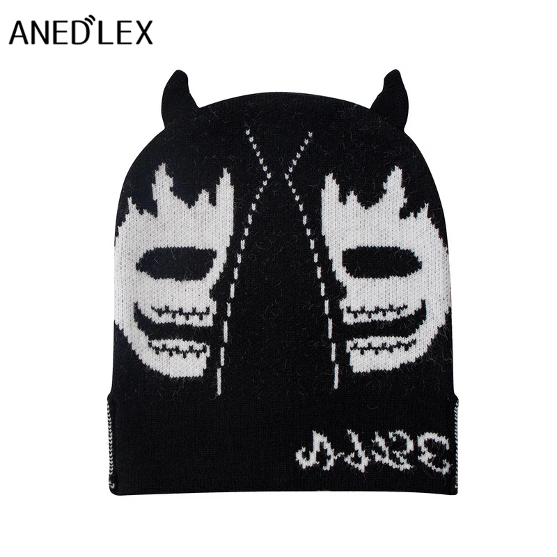 

Fashion Masked Hat Demon Smiley Designer Cotton Fashion Masked Hat Halloween Party for Men's and Women's Winter Warm Hat Keep