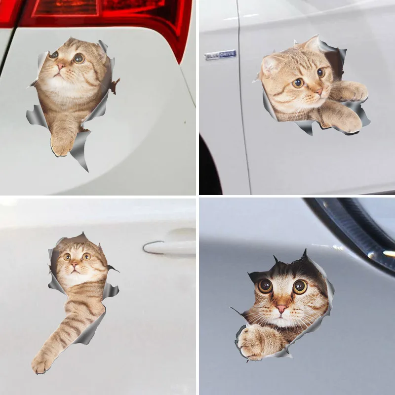 

3D Cute Kitten Car Stickers Cover Scratches and Realistic Kitten Stickers Anime Car Accessories Cat and Dog Car Sticker