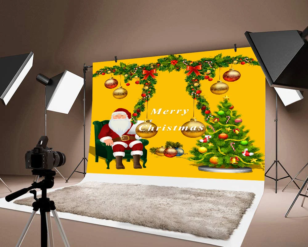 Милый Рождественский зеленый фон Санта-Клаус Рождественская елка фотография